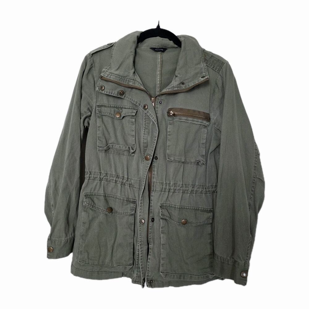 Escalier Army Green Military Utility Jacket Women S Pockets Gorpcore Boho Hooded